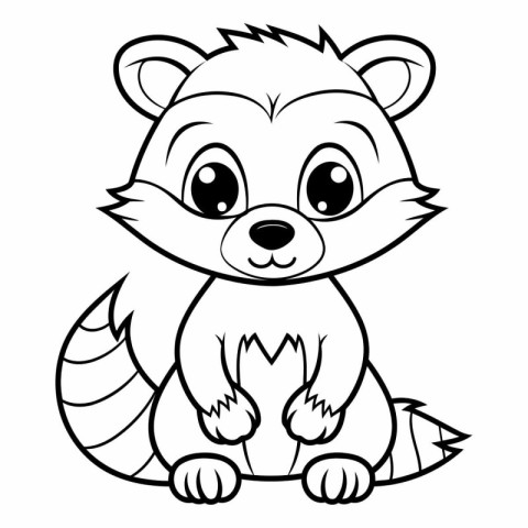 Coloring pages of cute raccoon. Coloring book for children.