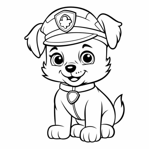 Black and White Cartoon Illustration of Cute Puppy Dog Animal Ch