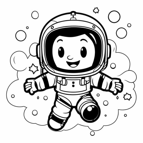 Vector illustration of Cartoon astronaut on white background. Co