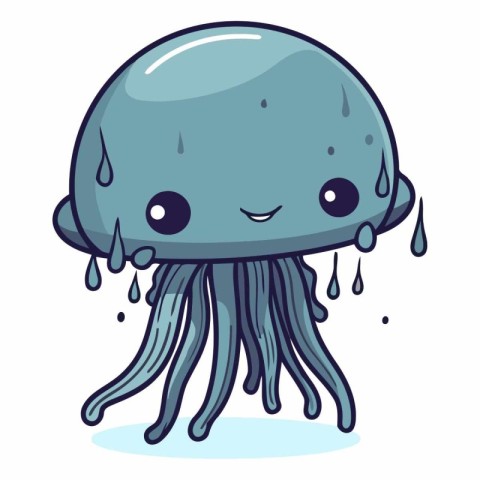 Illustration of a Cute Cartoon Jellyfish.