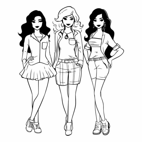 Beautiful fashion girls in sketch style of fashion girls.