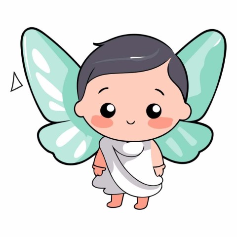 Illustration of a Cute Baby Boy with Butterfly Wings and Wings