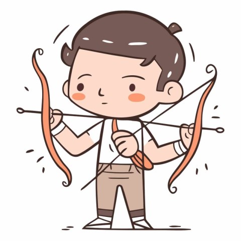 Cute boy with bow and arrow. cartoon vector illustration isolate