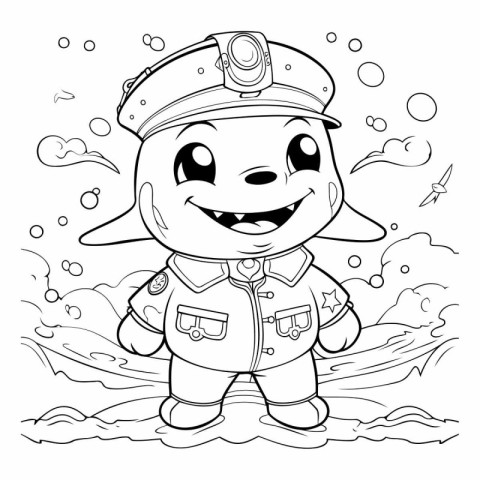 Coloring Page Outline Of Cartoon Marine Captain Character. Color