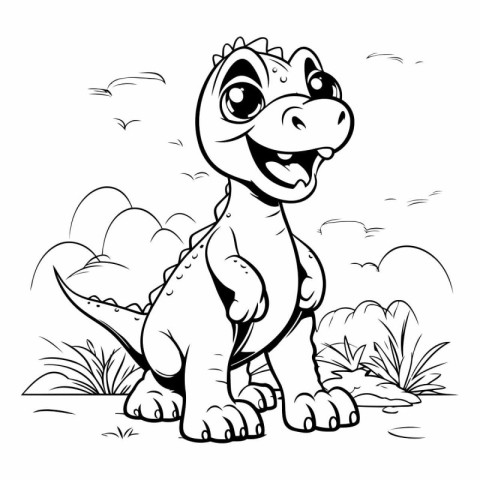 Cute cartoon tyrannosaurus rex for coloring book.