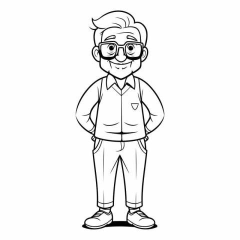 Grandfather Cartoon Mascot Character Vector Illustration. Grandf