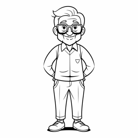 Grandfather Cartoon Mascot Character Vector Illustration. Grandf