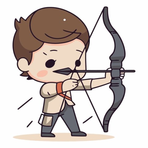 Cupid with Bow and Arrow - Archery Cartoon Vector Illustration