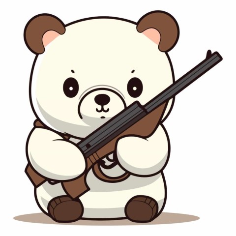 Polar bear with a gun on a white background