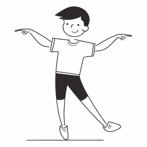 young man doing exercise cartoon vector illustration graphic des