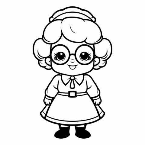 Coloring book for children: girl in a school uniform with glasse