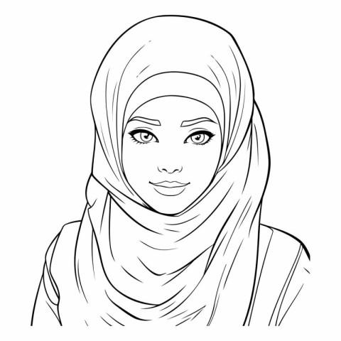 Arabic woman in hijab in black and white.