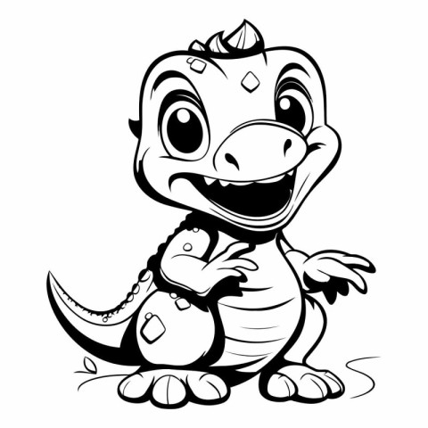 Cute crocodile - black and white vector illustration for colorin