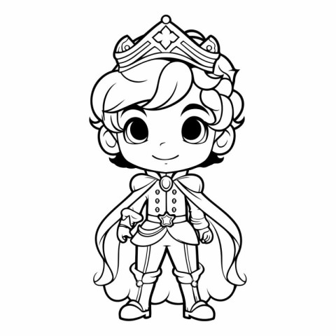 Coloring Page Outline Of cartoon prince girl.