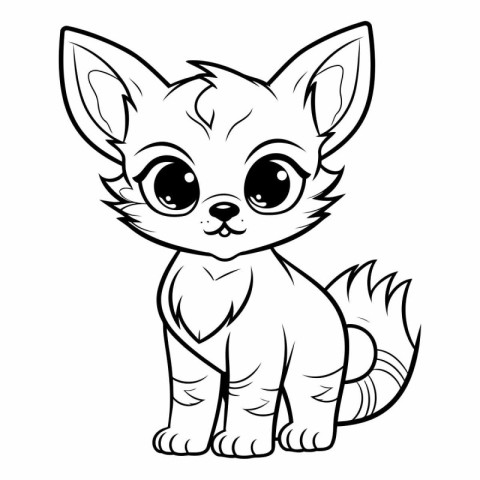 Cute Cartoon Chihuahua - Black and White Illustration