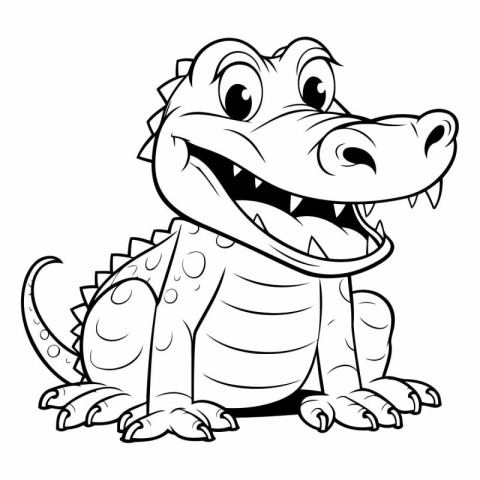 Cartoon crocodile. Black and white vector illustration for color