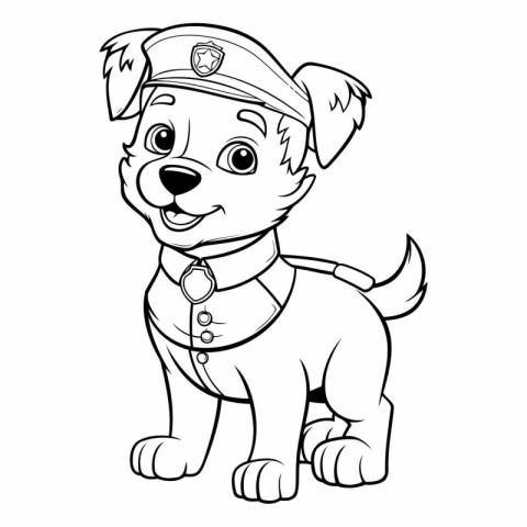 Puppy in the form of a police officer. Coloring book for childre