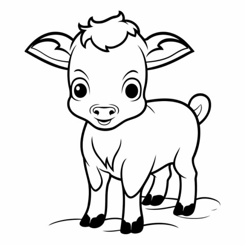 Illustration of a Cute Baby Cow Cartoon Character Coloring Book