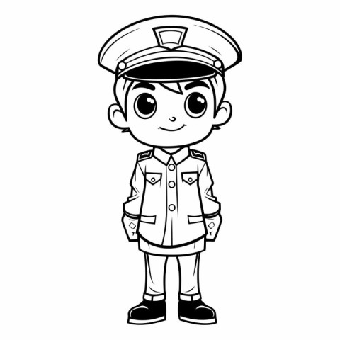 Coloring book for children: Boy in police uniform