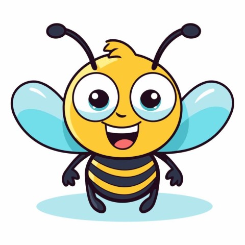 Cute cartoon bee. Isolated on white background.