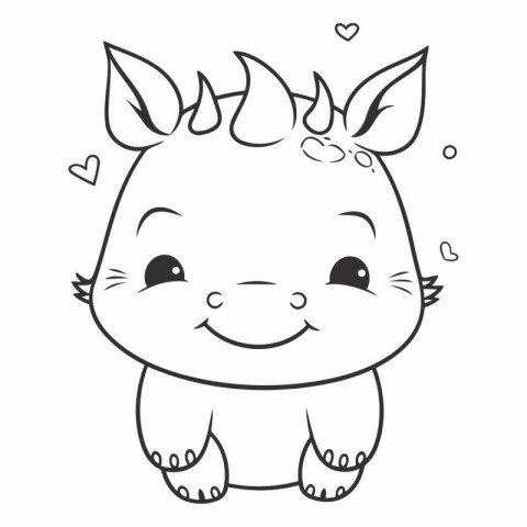 cute little rhinoceros cartoon character vector illustration gra