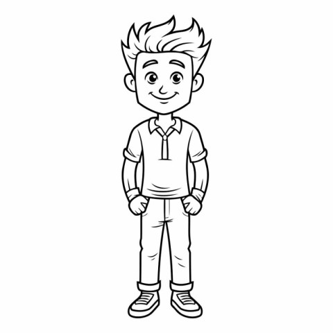 cute little boy with casual clothes cartoon character vector ill