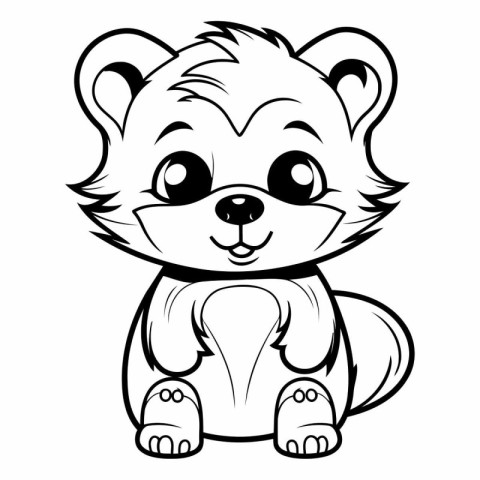 Black and White Cartoon Illustration of Cute Bear Animal Charact