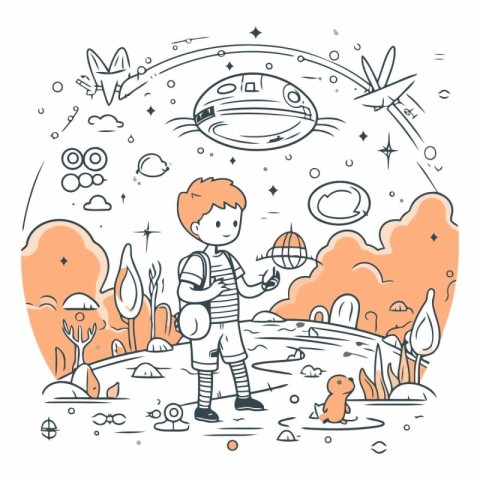 Kid exploring the planet of a boy exploring the world.