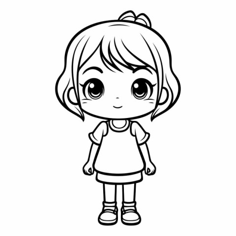 Cute little girl cartoon vector illustration graphic design vect