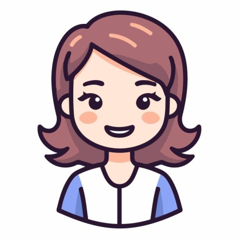 Vector illustration of a cute girl in a blue shirt. Cartoon styl