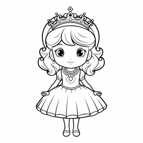 Cute little princess in a crown for coloring book