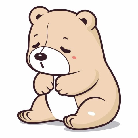 Illustration of a Cute Polar Bear Sitting on its Side and Lookin