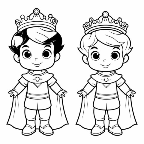 Coloring Page Outline Of Cartoon prince and princess.