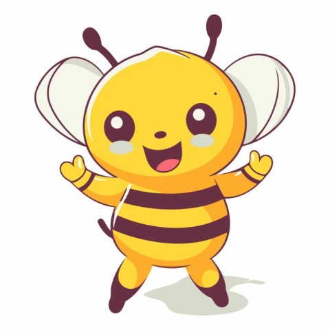 Cute cartoon bee. Isolated on white background.