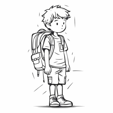 Vector illustration of a boy with a backpack. Back to school con