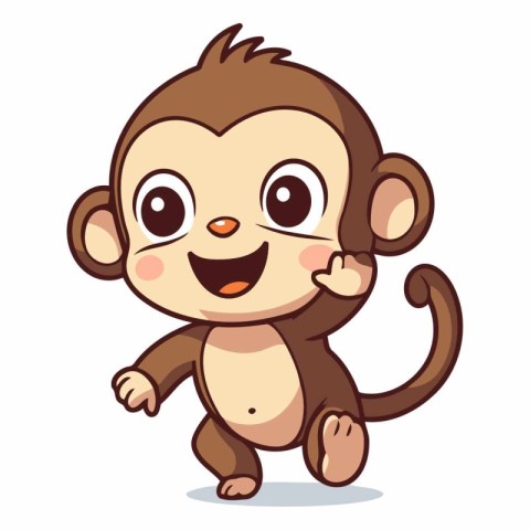 Cute cartoon monkey isolated on a white background.