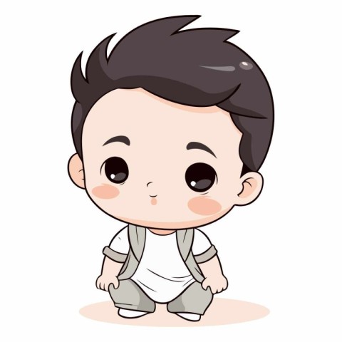 Cute little boy cartoon vector illustration isolated on a white