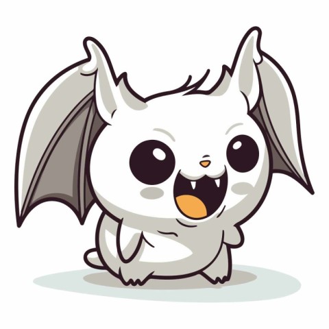 Cute cartoon bat isolated on a white background.