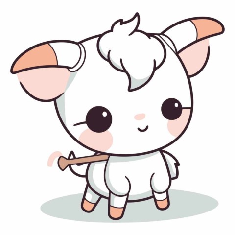 Sheep Cute Cartoon Mascot Character Vector Illustration.