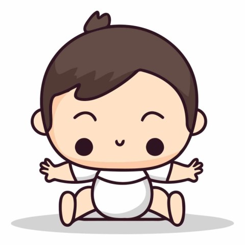 Cute Baby Boy Mascot Character Vector Illustration Isolated