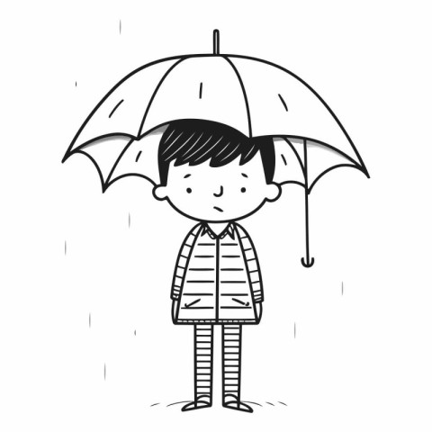 Cartoon illustration of a boy wearing a raincoat and holding an