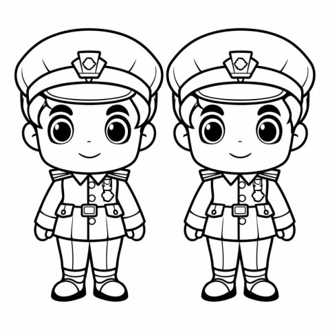 Coloring book for children: Boy and girl in uniform.