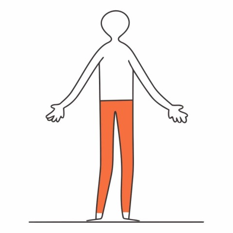 Man standing with open hands in thin line style.