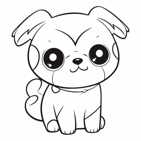 Cute cartoon dog vector illustration. Coloring book for kids.