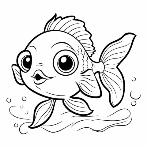 Coloring book for children: cute cartoon fish.