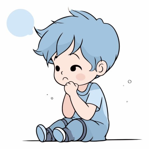 Illustration of a Little Boy Crying While Sitting on the Floor