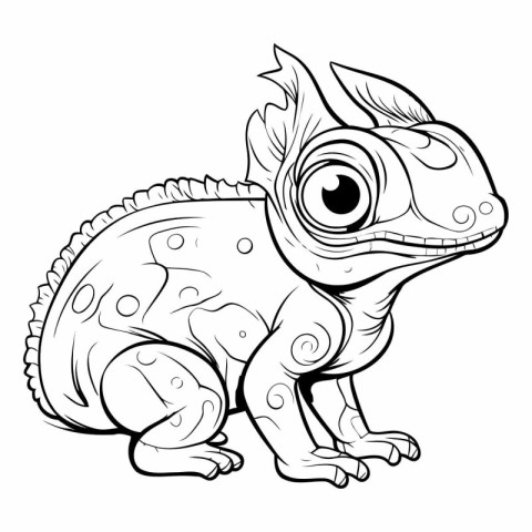 Cute cartoon chameleon. Coloring book for children.