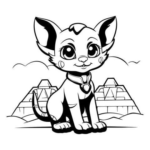 Black and White Cartoon Illustration of Cute Little Puppy Animal