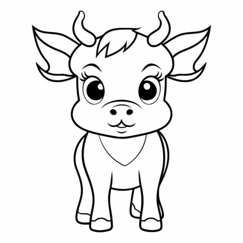 Coloring book for children: Cute cartoon baby cow.