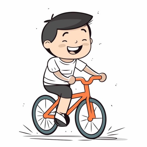 Happy boy riding a bicycle of a happy boy riding a bicycle.